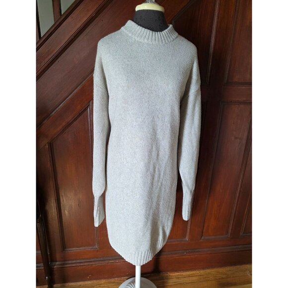 H&M Womens Oversized Knit Sweater Dress XL Gray Acrylic Wool Blend - Picture 1 of 8